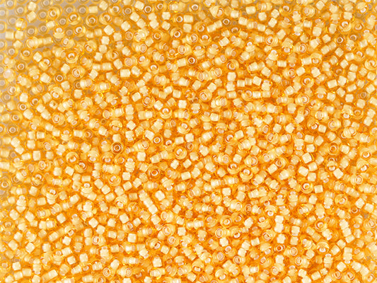 1 kg Preciosa Ornela Seed Beads Coated, Round Hole, Loose, Lt. Topaz, Colour Lined Chalkwhite; Preciosa White Lining (15026), Glass, Czech Republic, OUTLET