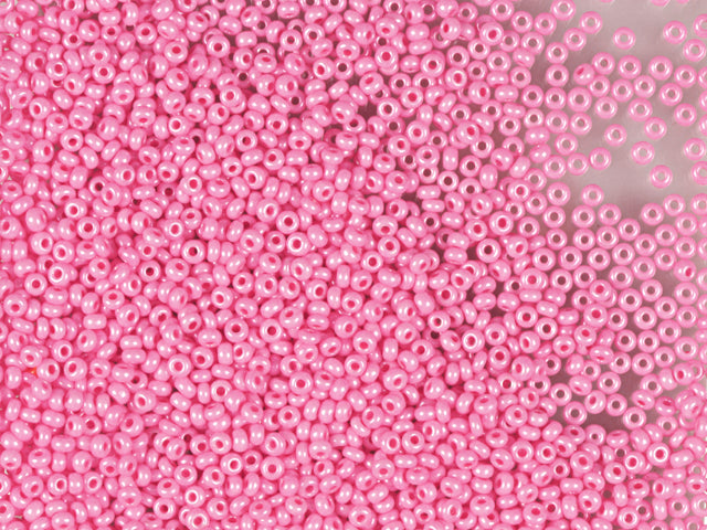 1 kg Preciosa Ornela Seed Beads Coated, Round Hole, Loose, Pink Dyed Chalkwhite, Sfinx (16398), Glass, Czech Republic, OUTLET