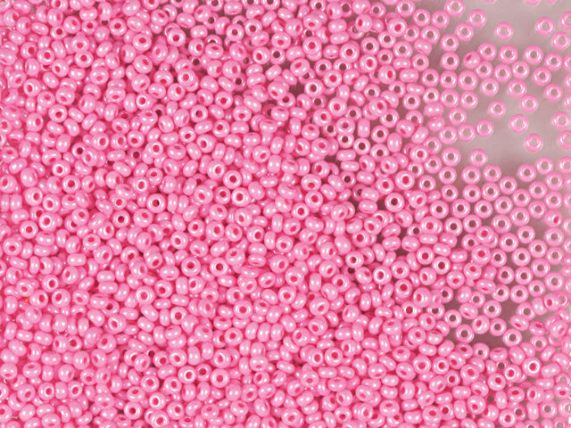 Wholesale (1kg / 500g) Preciosa Ornela Seed Beads Coated, Round Hole, Loose, Pink Dyed Chalkwhite, Sfinx (16398), Glass, Czech Republic, OUTLET