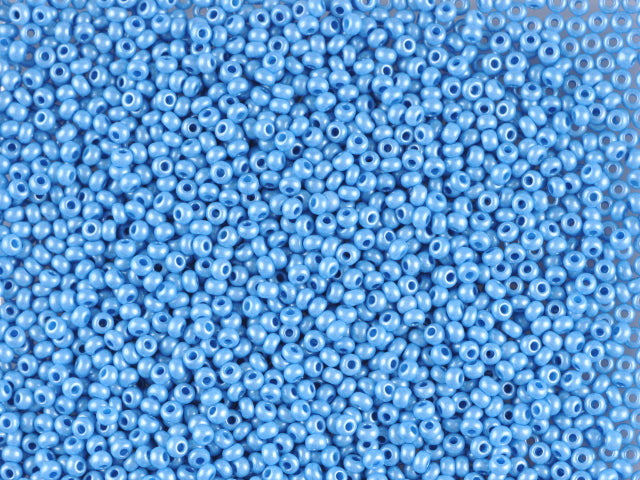 Wholesale (1kg / 500g) Preciosa Ornela Seed Beads Coated, Round Hole, Loose, Blue Metallic Dyed Chalkwhite (16736), Glass, Czech Republic, OUTLET