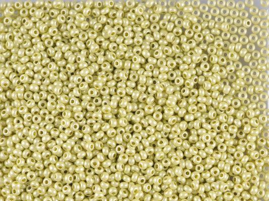 Wholesale (1kg / 500g) Preciosa Ornela Seed Beads Coated, Round Hole, Loose, Yellow Metallic Dyed Chalkwhite (16786), Glass, Czech Republic, OUTLET