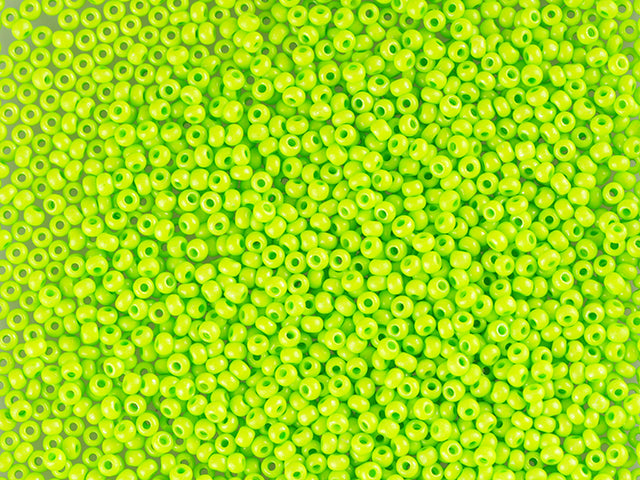 1 kg Preciosa Ornela Seed Beads Coated, Round Hole, Loose, Green Intensive Dyed Chalkwhite (16A54), Glass, Czech Republic, OUTLET