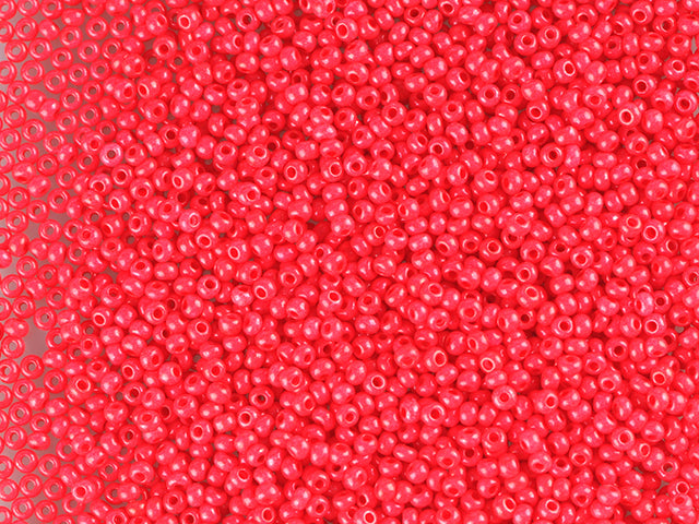 1 kg Preciosa Ornela Twin, 2 Round Holes, Loose, Red Intensive Dyed Chalkwhite (16A98), Glass, Czech Republic, OUTLET