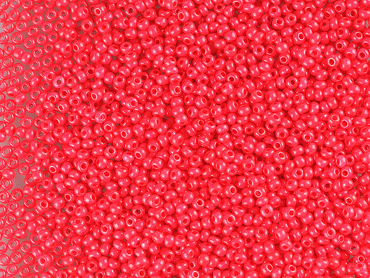 1 kg Preciosa Ornela Seed Beads Coated, Round Hole, Loose, Red Intensive Dyed Chalkwhite (16A98), Glass, Czech Republic, OUTLET