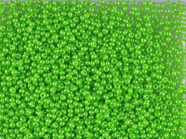 Wholesale (1kg / 500g) Preciosa Ornela Seed Beads Coated, Round Hole, Loose, Green Dyed Alabaster, Lustered (17156), Glass, Czech Republic, OUTLET