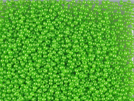 Wholesale (1kg / 500g) Preciosa Ornela Seed Beads Coated, Round Hole, Loose, Green Dyed Alabaster, Lustered (17156), Glass, Czech Republic, OUTLET