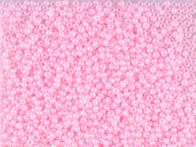 1 kg Preciosa Ornela Seed Beads Coated, Round Hole, Loose, Pink Dyed Alabaster, Lustered (17173), Glass, Czech Republic, OUTLET