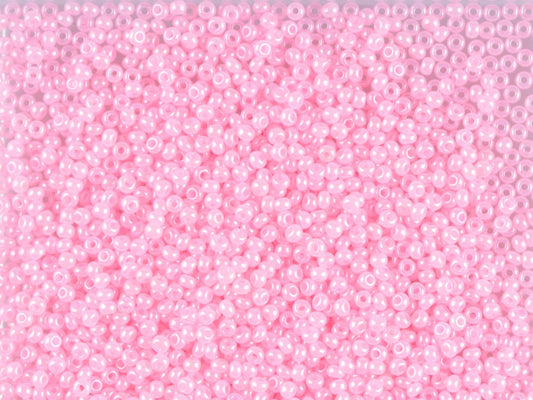 1 kg Preciosa Ornela Seed Beads Coated, Round Hole, Loose, Pink Dyed Alabaster, Lustered (17173), Glass, Czech Republic, OUTLET