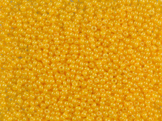 Wholesale (1kg / 500g) Preciosa Ornela Seed Beads Coated, Round Hole, Loose, Yellow Dyed Alabaster, Lustered (17183), Glass, Czech Republic, OUTLET