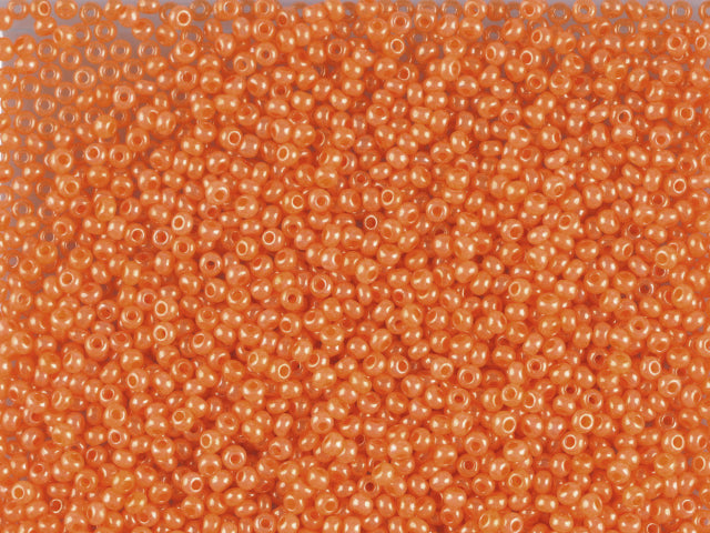 Wholesale (1kg / 500g) Preciosa Ornela Seed Beads Coated, Round Hole, Loose, Orange Dyed Alabaster, Lustered (17189), Glass, Czech Republic, OUTLET