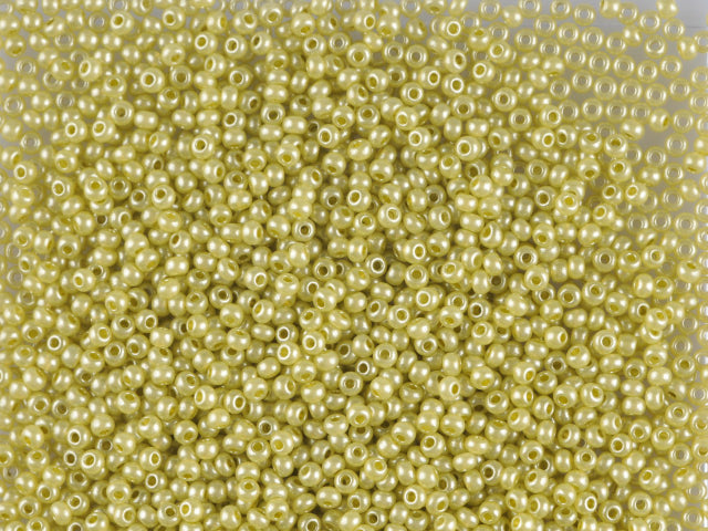 1 kg Preciosa Ornela Seed Beads Coated, Round Hole, Loose, Yellow Metallic Dyed Alabaster (17786), Glass, Czech Republic, OUTLET