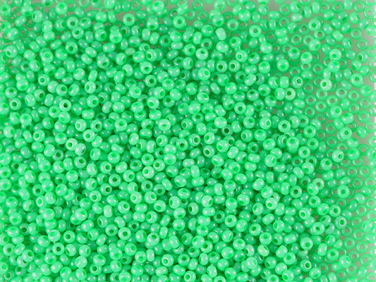 Wholesale (1kg / 500g) Preciosa Ornela Seed Beads Coated, Round Hole, Loose, Green Dyed Alabaster (17856), Glass, Czech Republic, OUTLET