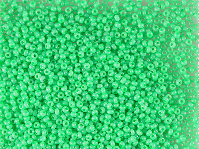 Wholesale (1kg / 500g) Preciosa Ornela Seed Beads Coated, Round Hole, Loose, Green Dyed Alabaster (17856), Glass, Czech Republic, OUTLET