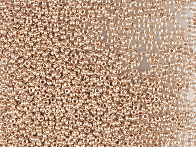 1 kg Preciosa Ornela Seed Beads Coated, Round Hole, Loose, Brown Solgel Metallic (18112), Glass, Czech Republic, OUTLET