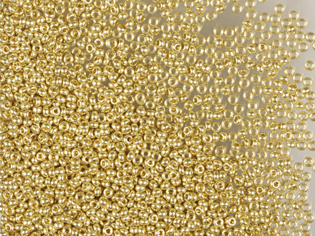 Wholesale (1kg / 500g) Preciosa Ornela Seed Beads Coated, Round Hole, Loose, Yellow Solgel Metallic (18181), Glass, Czech Republic, OUTLET