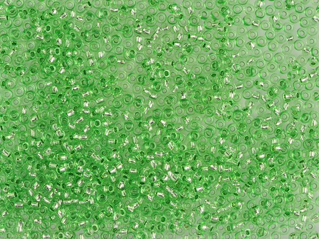 1 kg プレシオサ オルネラ シードビーズ コーティング 丸穴 ルース グリーン染色クリスタル シルバーライン (18256) ガラス チェコ共和国 アウトレット