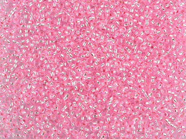 1 kg Preciosa Ornela Seed Beads Coated, Round Hole, Loose, Pink Dyed Crystal, Silver Lined (18273), Glass, Czech Republic, OUTLET