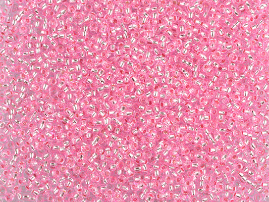 1 kg Preciosa Ornela Seed Beads Coated, Round Hole, Loose, Pink Dyed Crystal, Silver Lined (18273), Glass, Czech Republic, OUTLET