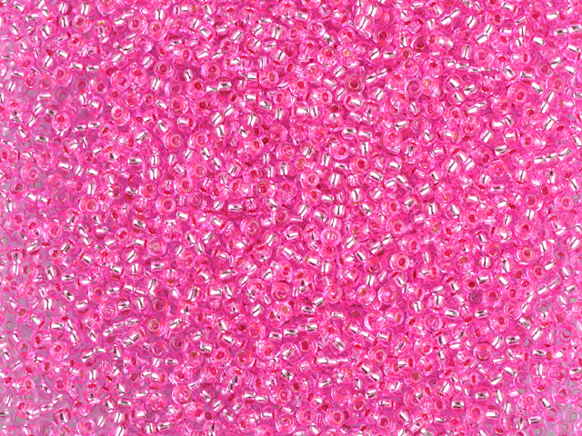 1 kg Preciosa Ornela Seed Beads Coated, Round Hole, Loose, Pink Dyed Crystal, Silver Lined (18275), Glass, Czech Republic, OUTLET