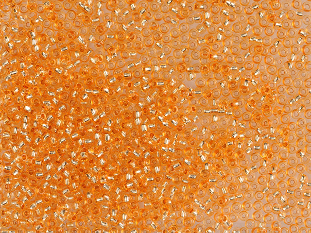 1 kg Preciosa Ornela Rocailles-Perlen, beschichtet, rundes Loch, lose, orange gefärbter Kristall, mit Silber ausgekleidet (18288), Glas, Tschechische Republik, OUTLET