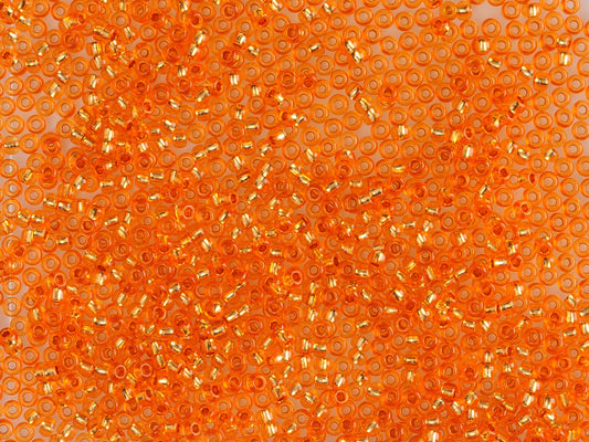 1 kg Preciosa Ornela Rocailles-Perlen, beschichtet, rundes Loch, lose, orange gefärbter Kristall, mit Silber ausgekleidet (18289), Glas, Tschechische Republik, OUTLET