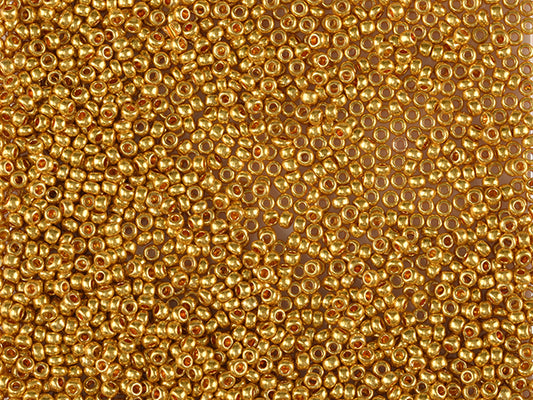 Wholesale (1kg / 500g) Preciosa Ornela Seed Beads Coated, Round Hole, Loose, Gold Metallic (18388), Glass, Czech Republic, OUTLET