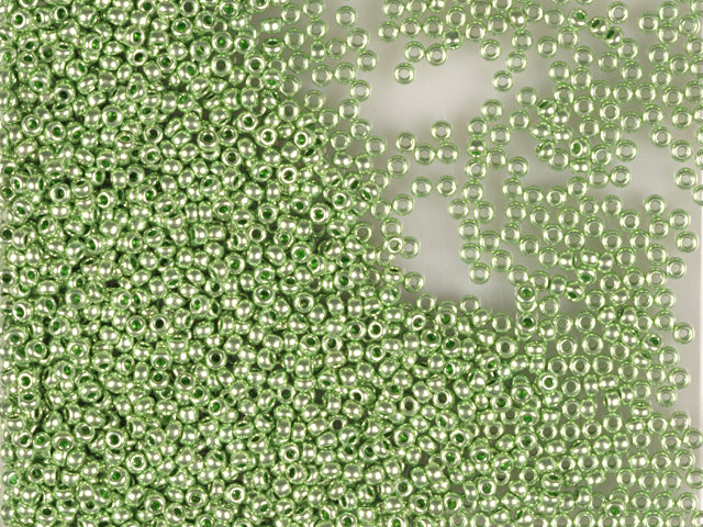 1 kg プレシオサ オルネラ シードビーズ コーティング 丸穴 ルース グリーンメタリック染色クリスタル (18556) ガラス チェコ共和国 アウトレット