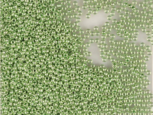 1 kg プレシオサ オルネラ シードビーズ コーティング 丸穴 ルース グリーンメタリック染色クリスタル (18556) ガラス チェコ共和国 アウトレット