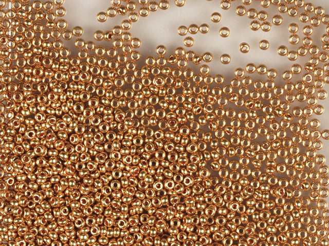 1 kg Preciosa Ornela 2-Cut Rocaille, Loose, Orange Metallic Dyed Crystal (18583), Glass, Czech Republic, OUTLET