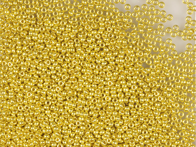1 kg Preciosa Ornela Seed Beads Coated, Round Hole, Loose, Yellow Metallic Dyed Crystal (18586), Glass, Czech Republic, OUTLET
