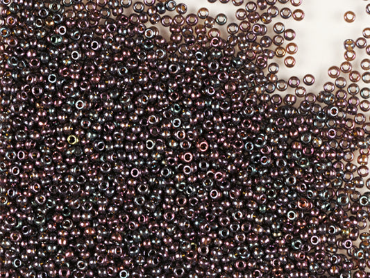 Wholesale (1kg / 500g) Preciosa Ornela Seed Beads Coated, Round Hole, Loose, Dark Topaz, Bronze Blue Iris (19135), Glass, Czech Republic, OUTLET