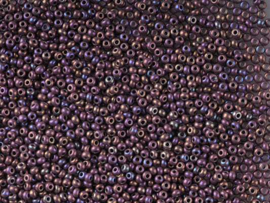 1 kg Preciosa Ornela Seed Beads Coated, Round Hole, Loose, Opaque Dark Violet, Rainbow (24040), Glass, Czech Republic, OUTLET