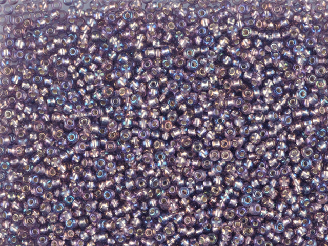 Wholesale (1kg / 500g) Preciosa Ornela Seed Beads Coated, Round Hole, Loose, Lt. Amethyst, Silver Lined, Rainbow (27019), Glass, Czech Republic, OUTLET