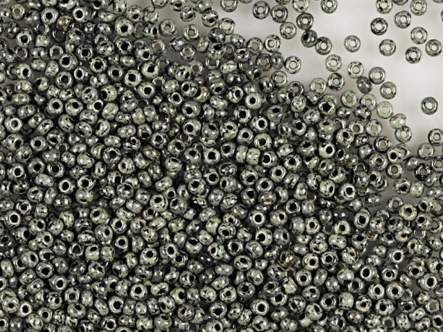 Wholesale (1kg / 500g) Preciosa Ornela Seed Beads Coated, Round Hole, Loose, Travertine On Black (29980), Glass, Czech Republic, OUTLET
