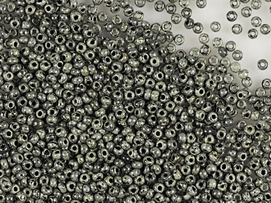 Wholesale (1kg / 500g) Preciosa Ornela Seed Beads Coated, Round Hole, Loose, Travertine On Black (29980), Glass, Czech Republic, OUTLET