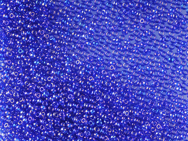 1 kg Preciosa Ornela Seed Beads Coated, Round Hole, Loose, Sapphire, Rainbow (31080), Glass, Czech Republic, OUTLET