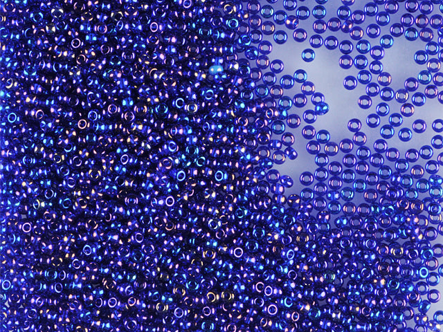 Wholesale (1kg / 500g) Preciosa Ornela 3-Cut Rocaille, Round Hole, Loose, Dark Sapphire, Rainbow (31100), Glass, Czech Republic, OUTLET