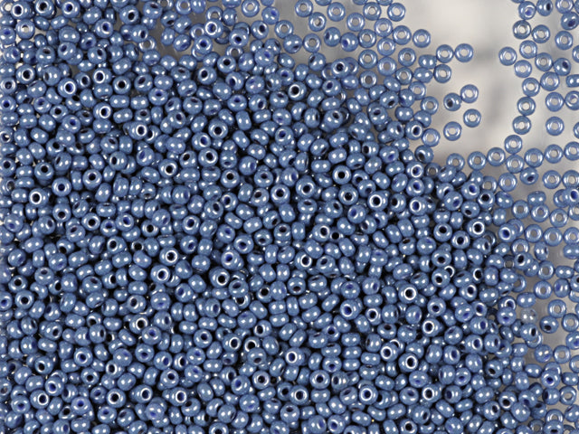 1 kg Preciosa Ornela Seed Beads Coated, Round Hole, Loose, Opaque Blue, Blue Luster (33023), Glass, Czech Republic, OUTLET