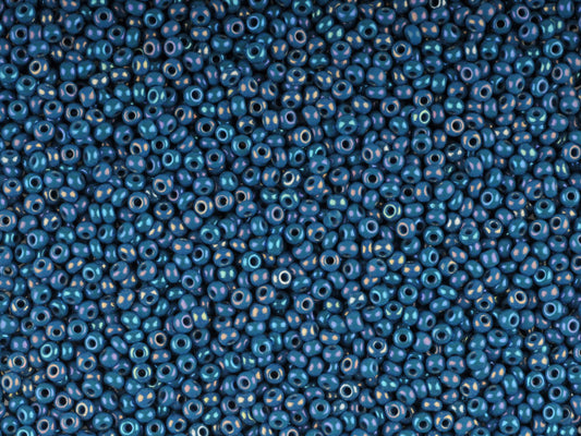 1 kg Preciosa Ornela Seed Beads Coated, Round Hole, Loose, Opaque Blue, Rainbow (34220), Glass, Czech Republic, OUTLET