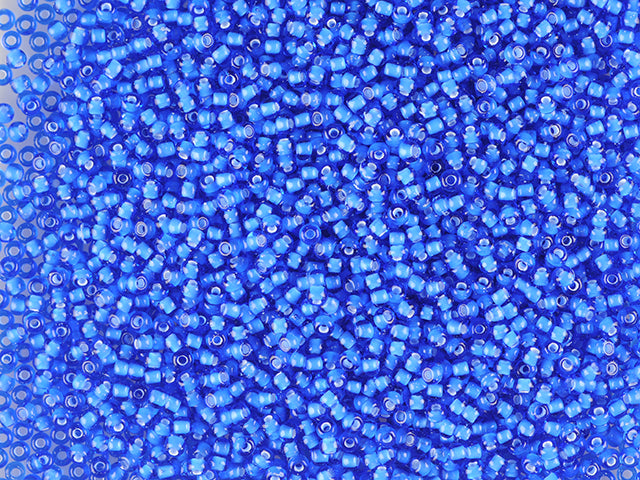 1 kg Preciosa Ornela Seed Beads Coated, Round Hole, Loose, Sapphire, Colour Lined Chalkwhite (35056), Glass, Czech Republic, OUTLET