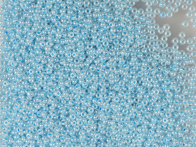 1 kg Preciosa Ornela Seed Beads Coated, Round Hole, Loose, Ceylon Blue-Green (37365), Glass, Czech Republic, OUTLET