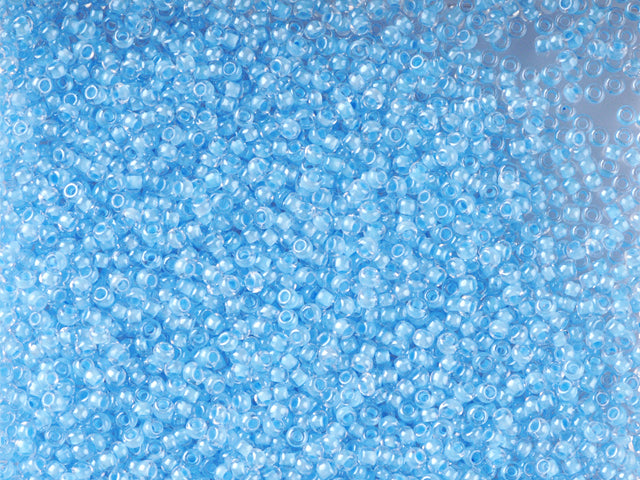 1 kg Preciosa Ornela Seed Beads Coated, Round Hole, Loose, Crystal, Colour Lined Blue, Sfinx (38132), Glass, Czech Republic, OUTLET