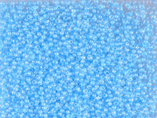 1 kg Preciosa Ornela Seed Beads Coated, Round Hole, Loose, Crystal, Colour Lined Blue, Sfinx (38134), Glass, Czech Republic, OUTLET