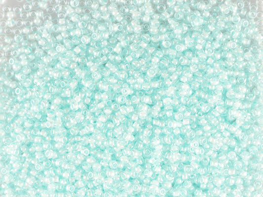 Wholesale (1kg / 500g) Preciosa Ornela Seed Beads Coated, Round Hole, Loose, Crystal, Colour Lined Green, Sfinx (38153), Glass, Czech Republic, OUTLET