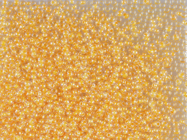 1 kg Preciosa Ornela Seed Beads Coated, Round Hole, Loose, Crystal, Colour Lined Yellow, Sfinx (38183), Glass, Czech Republic, OUTLET