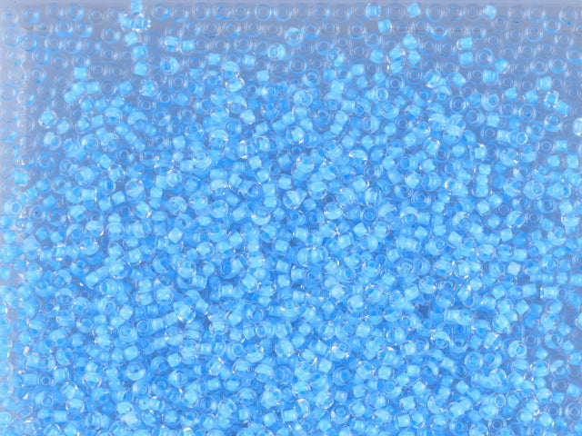 1 kg Preciosa Ornela Seed Beads Coated, Round Hole, Loose, Crystal, Colour Lined Blue (38332), Glass, Czech Republic, OUTLET