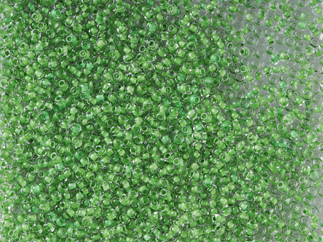 1 kg Preciosa Ornela Seed Beads Coated, Round Hole, Loose, Crystal, Colour Lined Green (38357), Glass, Czech Republic, OUTLET