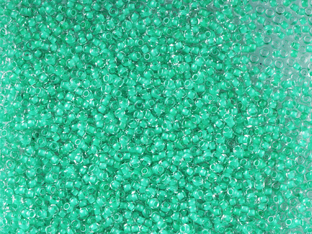 1 kg Preciosa Ornela Seed Beads Coated, Round Hole, Loose, Crystal, Colour Lined Green (38358), Glass, Czech Republic, OUTLET