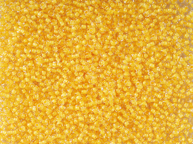 1 kg Preciosa Ornela Seed Beads Coated, Round Hole, Loose, Crystal, Colour Lined Yellow (38383), Glass, Czech Republic, OUTLET