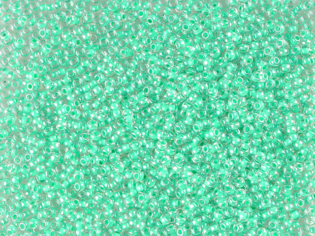 1 kg Preciosa Ornela Seed Beads Coated, Round Hole, Loose, Crystal, Colour Lined Green, Sfinx (38656), Glass, Czech Republic, OUTLET